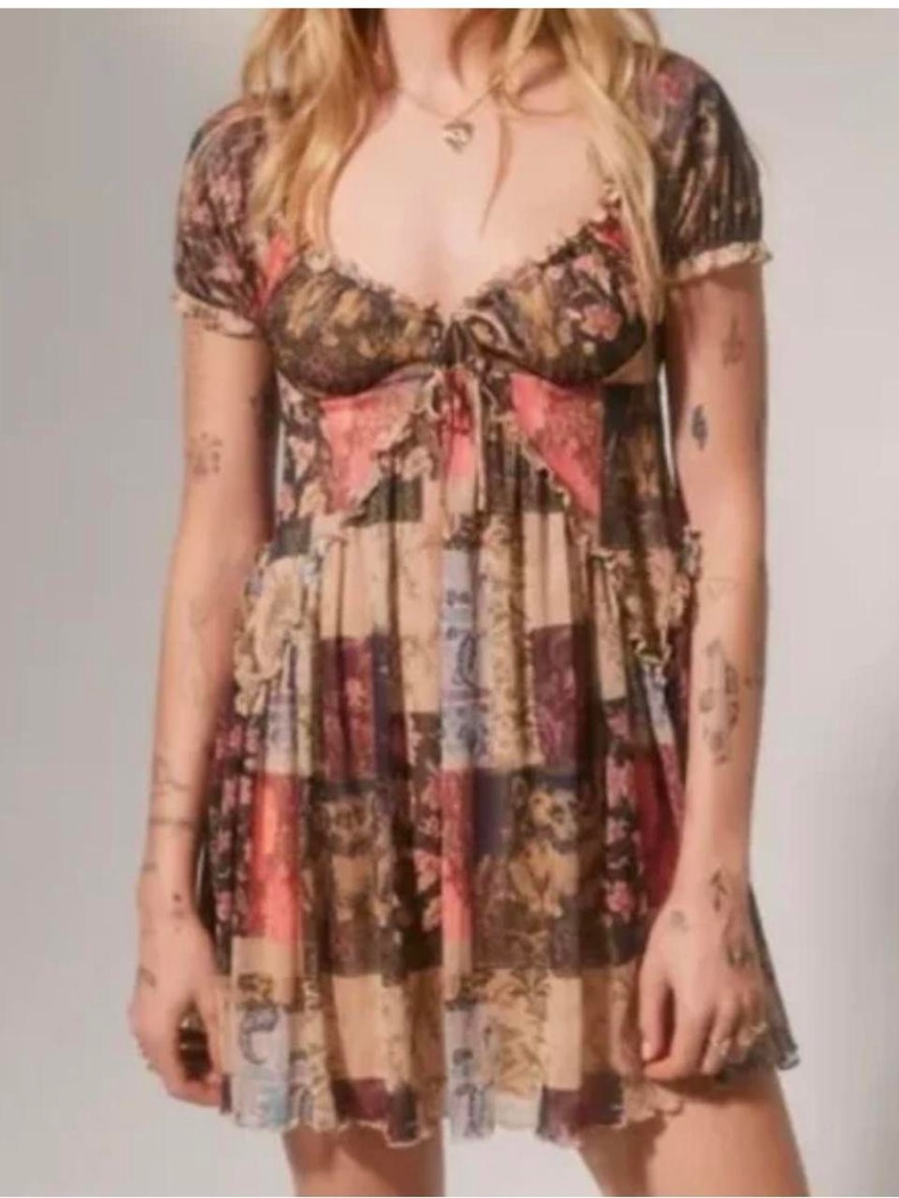 Urban Outfitters Sammy Sparkle Kitty Cat Print Mini Dress Size Small